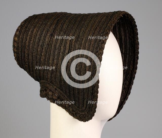 Mourning poke bonnet, American, ca. 1845. Creator: Unknown.