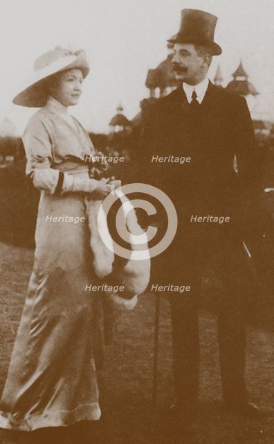 Moura Budberg with her first husband von Benckendorf at the Berlin Horse Racing, 1913. Artist: Anonymous  
