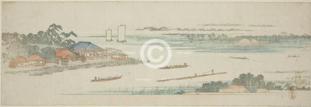 Mouth of the Naka River (Nakagawa guchi no zu), from an untitled series of famous...c. 1839/40. Creator: Ando Hiroshige.