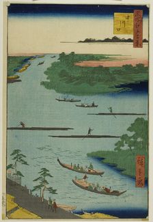Mouth of the Nakawaga River (Nakagawaguchi), from the series One Hundred Famous..., 1857. Creator: Ando Hiroshige