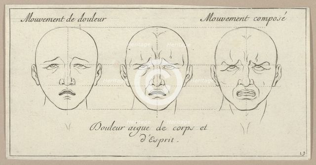 Mouvement de douleur, Douleur aigue de corps et d'Esprit, Mouvement composé (from Car..., 1695-1720. Creator: Sébastien Le Clerc the Younger.