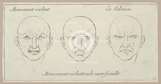 Mouvement Violent, Mouvement violent ou le coeur seroidit, La Jalousie (from Caractèr..., 1695-1720. Creator: Sébastien Le Clerc the Younger.