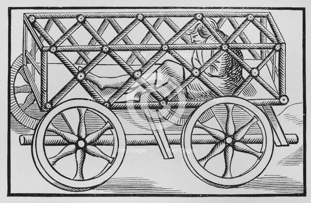 Movable iron cage, Medieval torture, (1878).  Creator: Unknown.