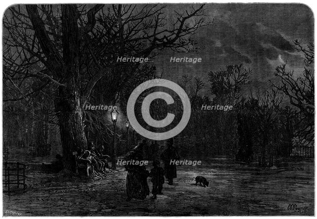 "Moving On": a sketch in St. James's Park by L. Wagner, 1873. Creator: D. Copsey.