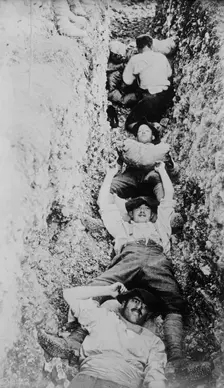 Moving dirt in trench (France), between c1915 and 1918. Creator: Bain News Service