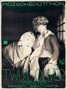 Movie poster "Oliver Twist" by Márton Garas, 1919. Creator: Bednar, Janos (1886-1932)