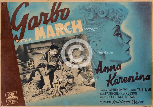 Movie poster "Anna Karenina" by Clarence Brown with Greta Garbo in the title role, 1935. Creator: Panella (active 1930s).