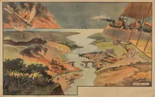Movie poster "Combat aérien de la Première Guerre Mondiale" by Pathé frères, ca 1916-1918. Creator: Anonymous