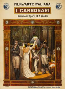 Movie poster "I Carbonari" by Gustavo Serena, 1912. Creator: Vincent Lorant-Heilbronn