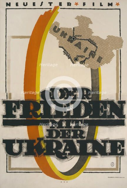 Movie poster "Peace with Ukraine", 1918. Creator: Erdt, Hans Rudi (1883-1925).