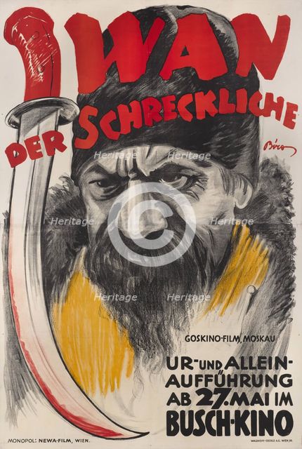 Movie poster "The Wings of a Serf" (Ivan the Terrible) by Yuri Tarich, 1926. Creator: Bíró, Mihály (1886-1948).