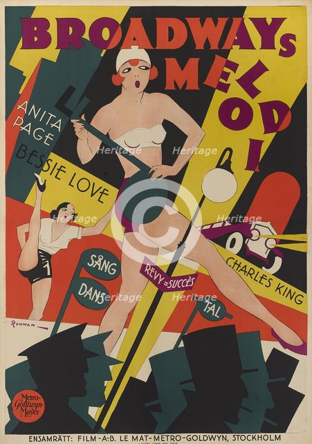 Movie poster "The Broadway Melody" by Harry Beaumont, 1929. Creator: Rohman, Eric (1891-1949).