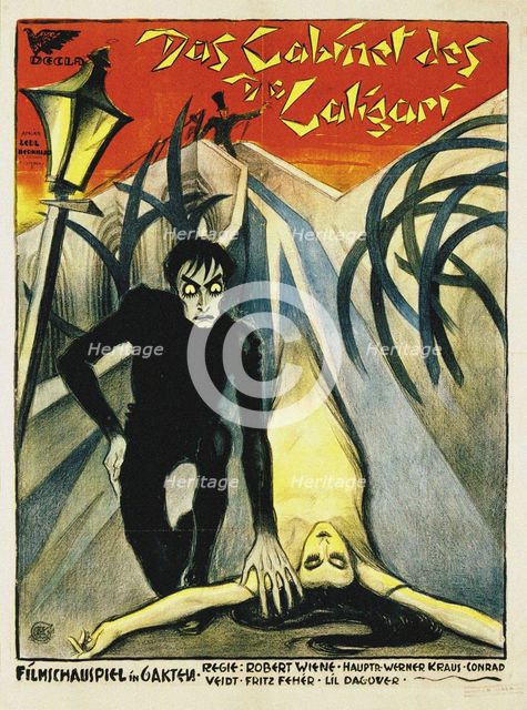 Movie poster "The Cabinet of Dr. Caligari" by Robert Wiene, 1919. Creator: Bernhard, Fritz (1900-1945).
