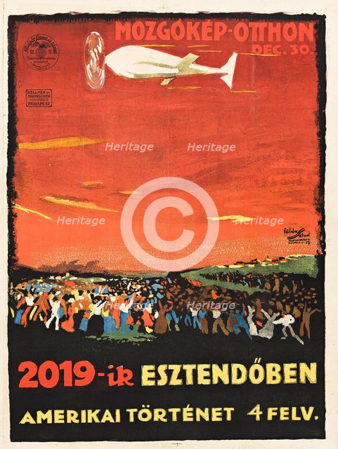 Movie poster "The Flying Torpedo" by John B. O'Brien and Christy Cabanne, 1916. Creator: Satori, Lipot (1899-1943).