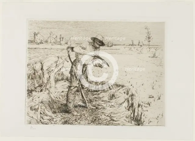 Mower Honing a Scythe, 1878. Creator: Jules Bastien-Lepage.