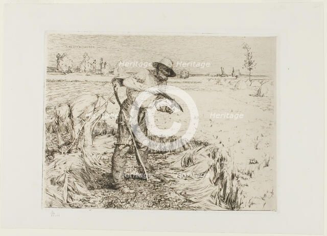 Mower Honing a Scythe, 1878. Creator: Jules Bastien-Lepage.