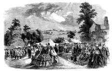 Mowing, Shearing, and Cottagers Flower Show, at Coleshill Park - the Distribution of the..., 1858. Creator: Unknown