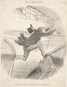 Moyen d'aller chercher les barbillons dans leur propre domicile, 1849. Creator: Honore Daumier