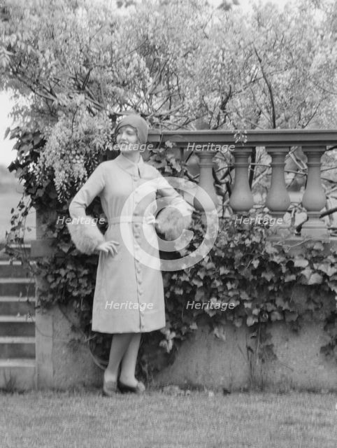 Moylair, Catherine, Miss, standing outdoors, 1928 Creator: Arnold Genthe.