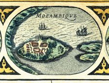 Mozambique, colored engraving from the book Le Theatre du monde or Nouvel Atlas 1645, create…