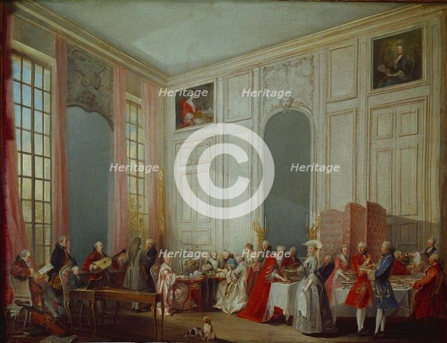 Mozart Giving A Concert In The Salon des Quatre-Glaces at the Palais du Temple In The Court Of The P