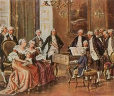 Mozart performs for Empress Maria Theresia, 1 October 1762, (1936). Creator: Unknown