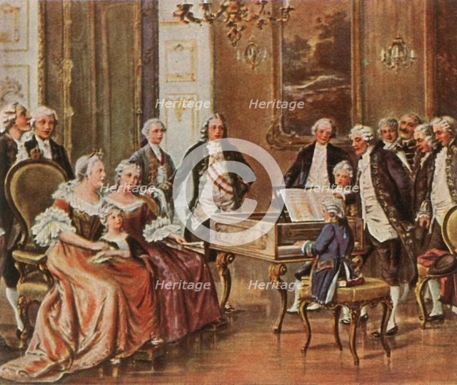 Mozart performs for Empress Maria Theresia, 1 October 1762, (1936). Creator: Unknown.