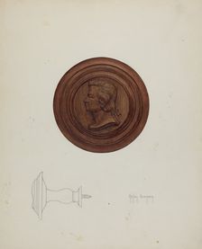 Mozart Tie-back, c. 1938. Creator: Helen Bronson