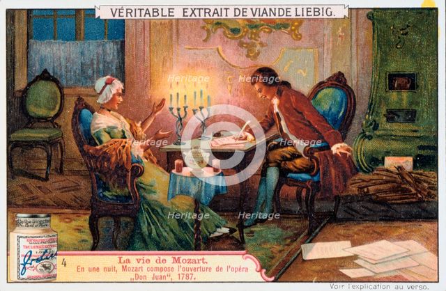Mozart working on the overture for Don Giovanni, 1787, (1906). Artist: Unknown