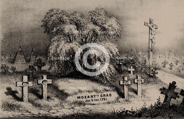 Mozart's grave question. According to original letters from Mozart's widow herself, 1856. Creator: Lucam, Johann Ritter von (1783-1857).