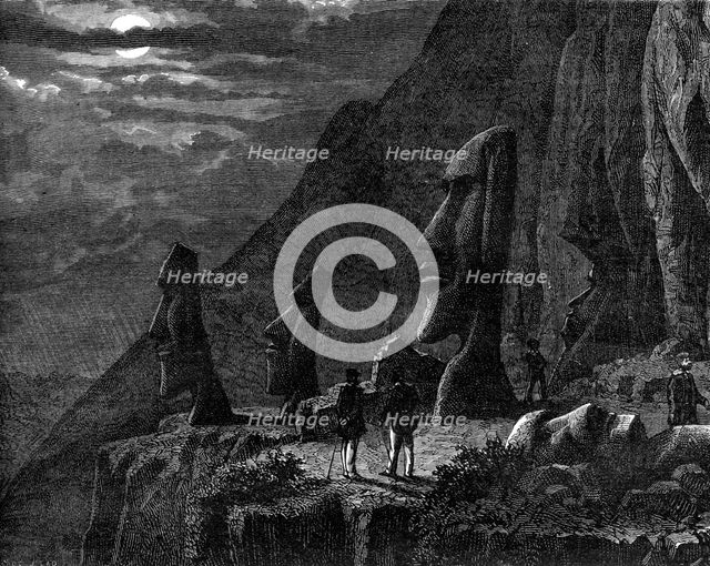 Moai, Easter Island, 19th century. Artist: A de Bar