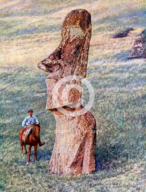 Moai statues, Easter Island, Chile, 1933-1934. Artist: Unknown