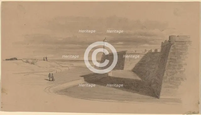 Moat at Fort Marion, Florida, c. 1874. Creator: James Wells Champney.