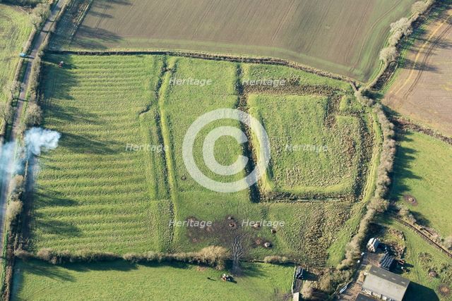 Moated grange and enclosure earthworks at Owston, Leicestershire, 2020. Creator: Damian Grady.