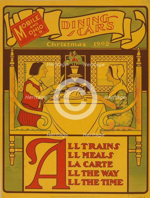 Mobile and Ohio r. r. dining cars Christmas 1902, c1895 - 1917. Creator: Unknown.