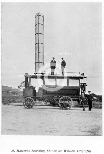 Mobile radio station used by Marconi, 1900. Creator: Unknown.