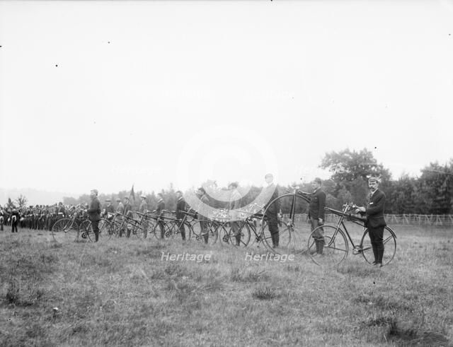 Mobile unit of riflemen, with guns attached to their bicycles, Oxford, Oxfordshire. Artist: Henry Taunt