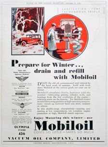 Mobiloil motor oil advert, 1931