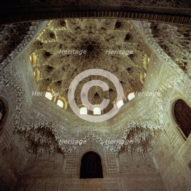 Mocarabes dome in the Hall of the Two Sisters in the Alhambra of Granada.