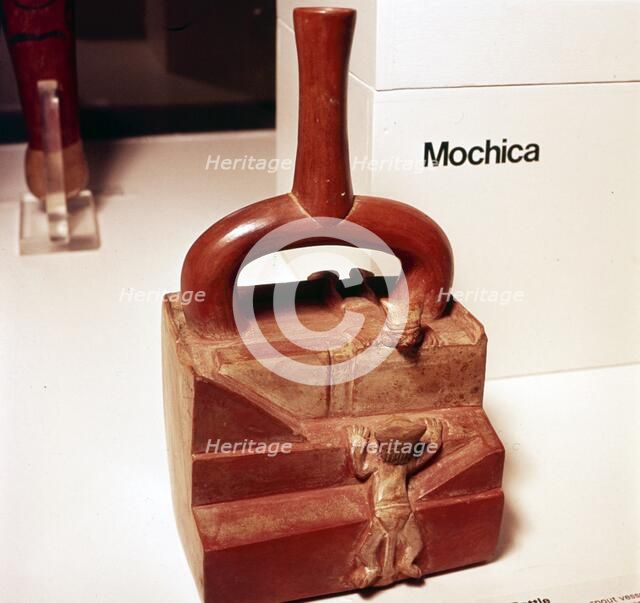 Mochica Stirrup Spout Pot, Peru, 1-750.  Artist: Unknown.