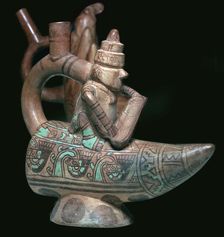 Mochica stirrup-spout vessel of a fisherman