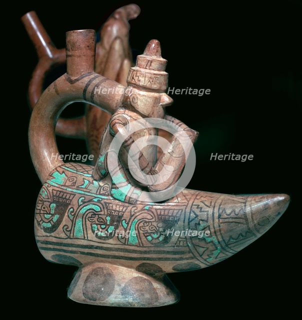 Mochica stirrup-spout vessel of a fisherman. Artist: Unknown