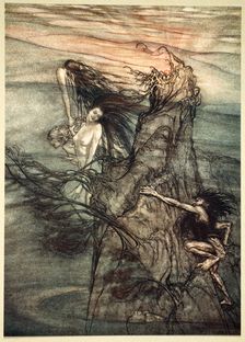 Mock away! Mock! The Nibelung makes for your toy! 1910. Creator: Arthur Rackham