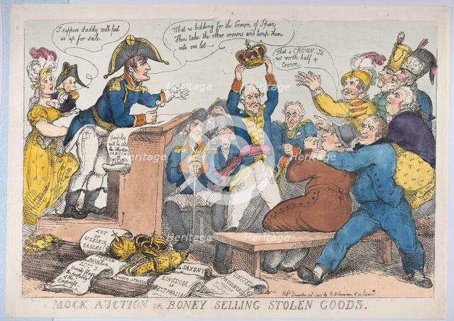 Mock Auction or Boney Selling Stolen Goods, December 25, 1813., December 25, 1813. Creator: Thomas Rowlandson.