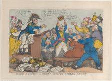 Mock Auction or Boney Selling Stolen Goods, December 25, 1813., December 25, 1813. Creator: Thomas Rowlandson