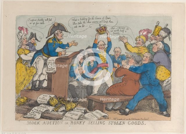 Mock Auction or Boney Selling Stolen Goods, December 25, 1813., December 25, 1813. Creator: Thomas Rowlandson.