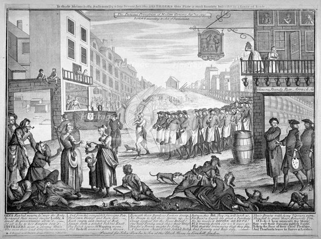 Mock funeral procession in St Giles, London, 1751. Artist: Anon