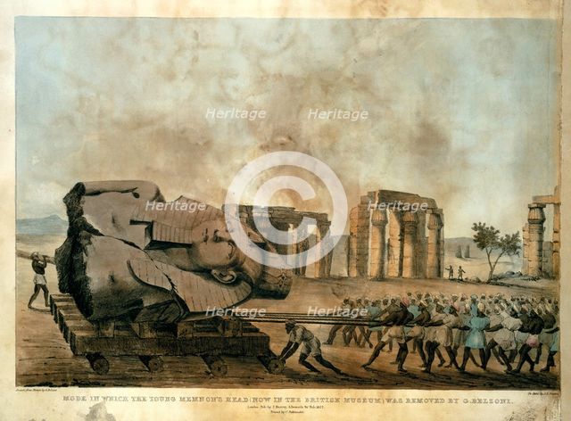 Mode in which the young Memnon's head was removed by G. Belzoni, 1820.