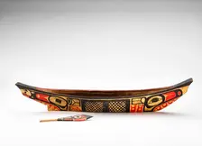 Model canoe with paddle, 1850-1886. Creator: Unknown