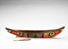 Model canoe with paddle, 1850-1886. Creator: Unknown